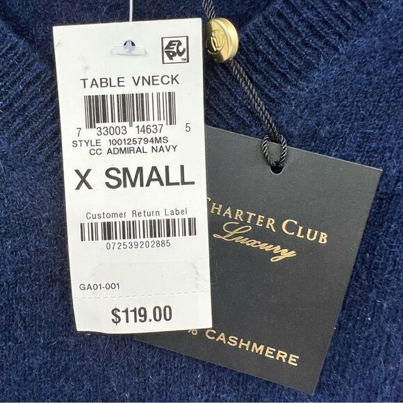 Charter Club Luxury V Neck Cashmere Sweater - Picture 6 of 6